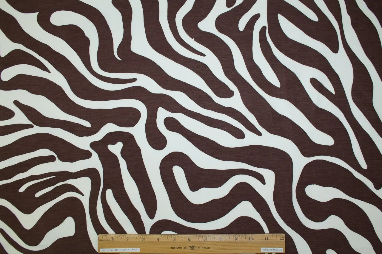 0scar de la Rent@ Animal Print Mikado - Brown/Ivory