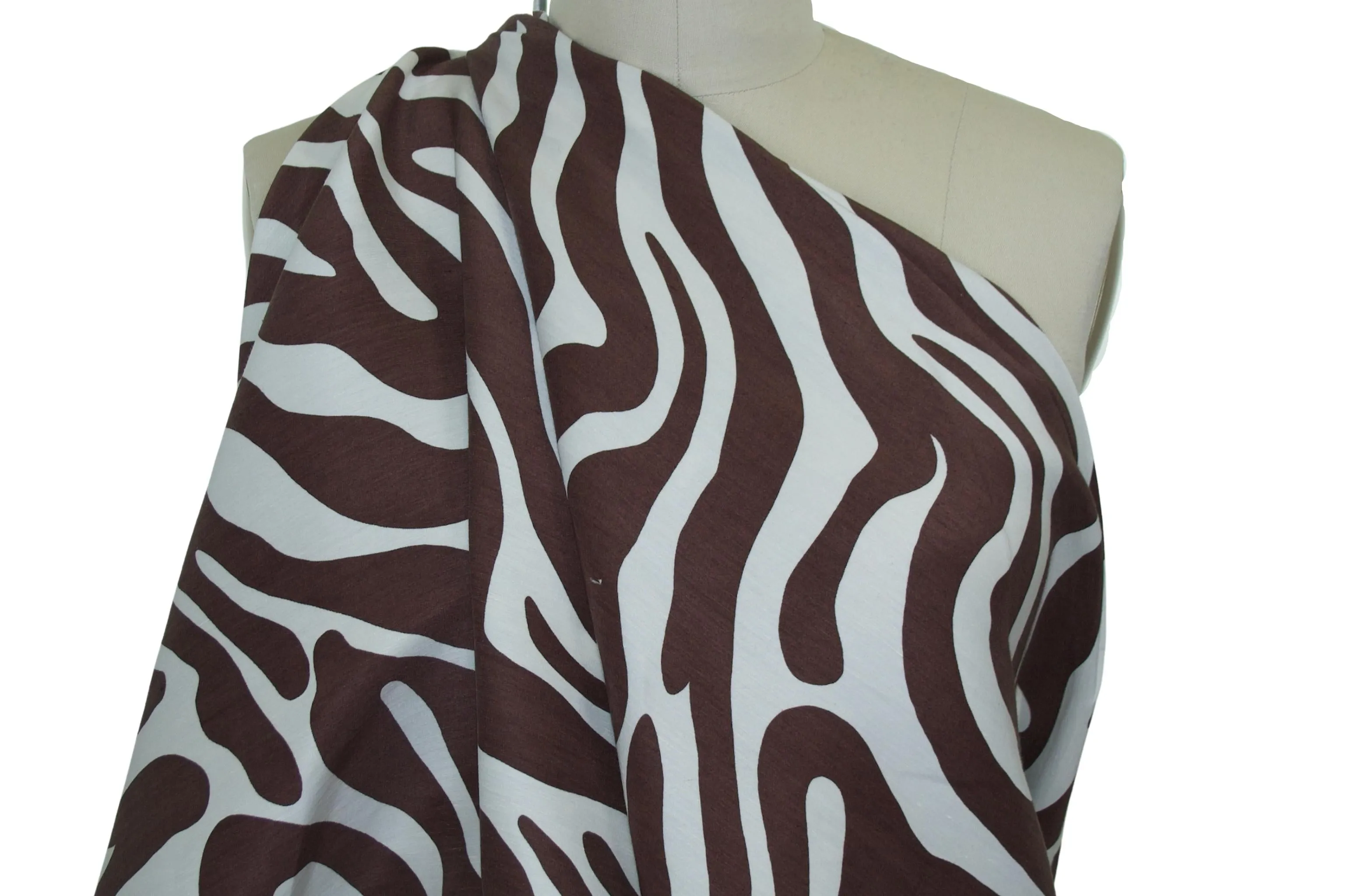 0scar de la Rent@ Animal Print Mikado - Brown/Ivory