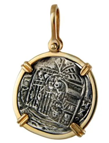 1" REPLICA ATOCHA COIN WITH SHACKLE BAIL - ITEM #18285