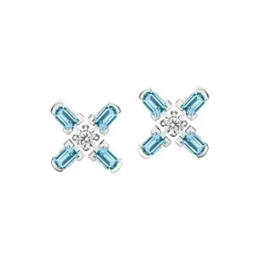 Arch Florale PM Stud Earrings, 18k White Gold with DAVIDOR Arch Cut Aquamarines and Brilliant Diamonds