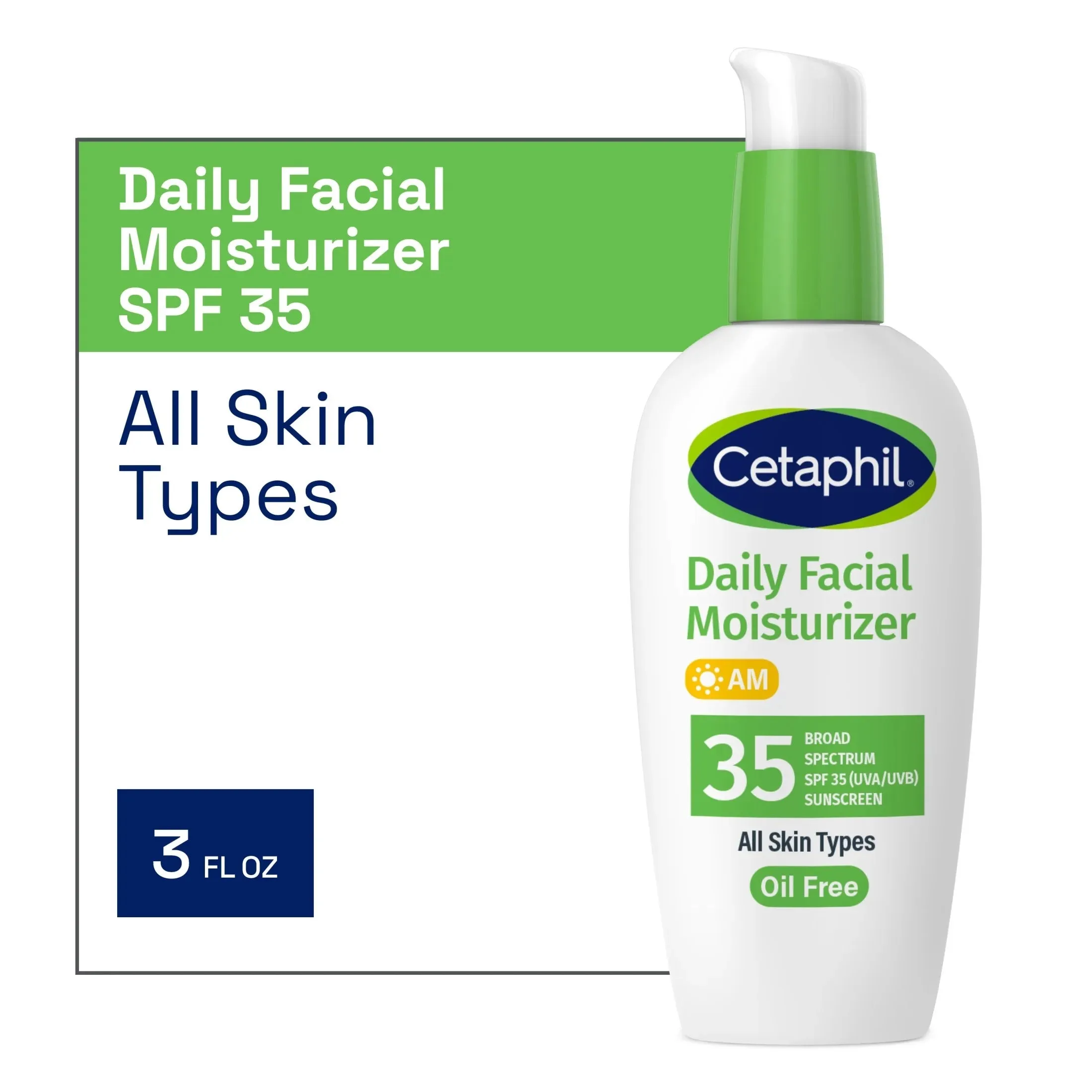 Cetaphil Daily Oil-Free Facial Moisturizer with SPF35 Sunscreen - 3 oz