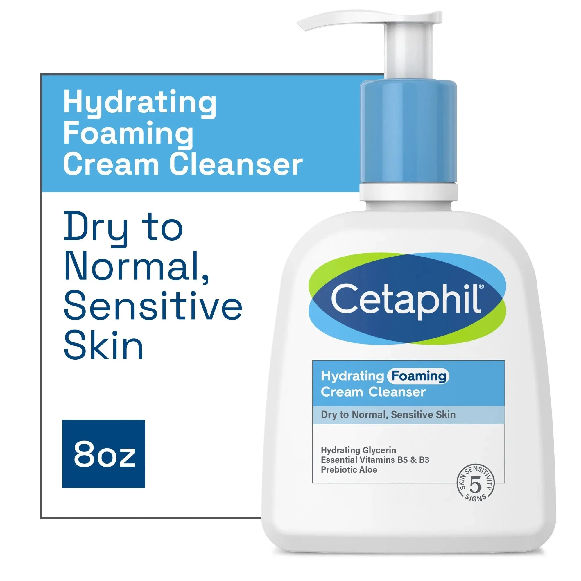 Cetaphil Hydrating Foaming Cream Face Cleanser - 8 oz