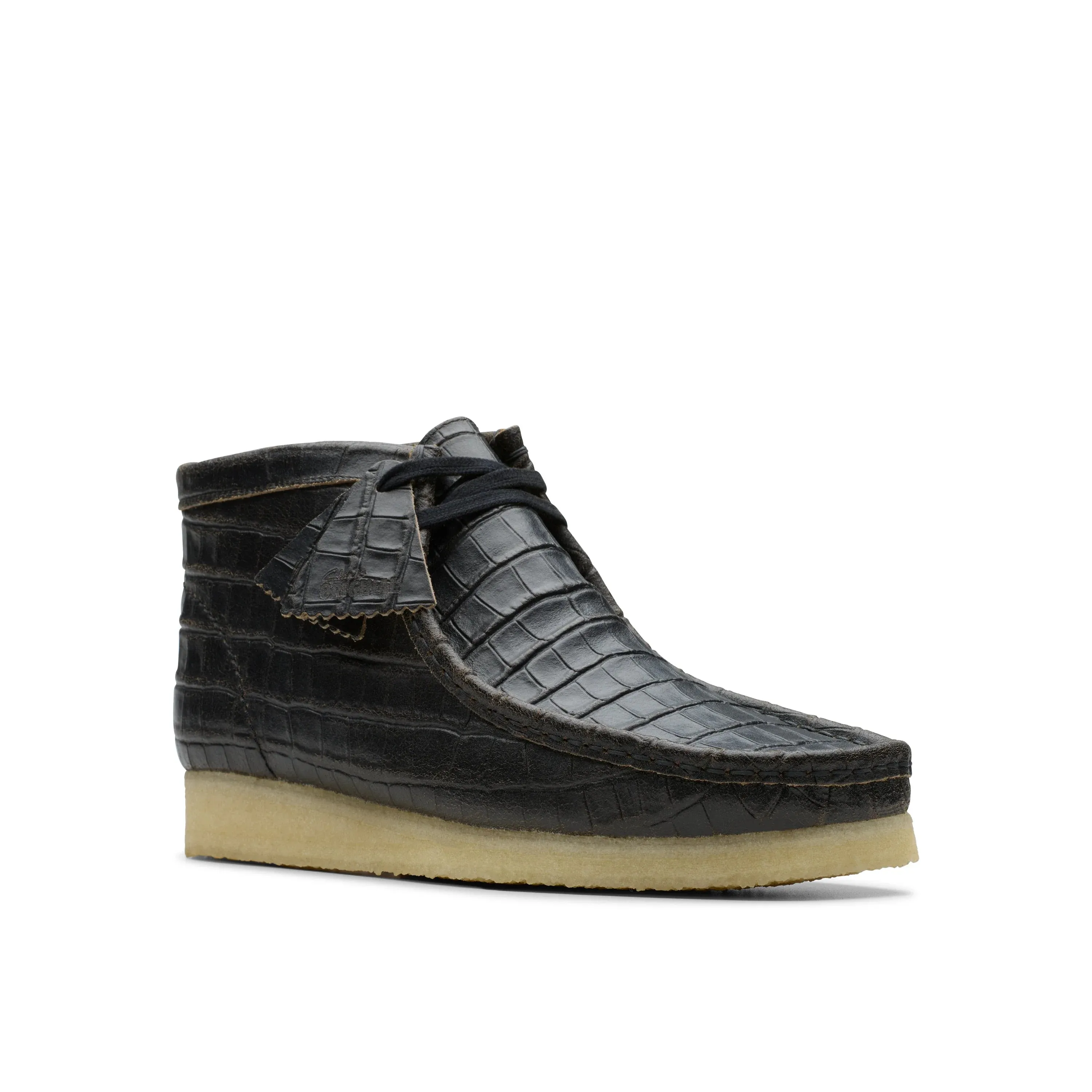 CLARKS | BOTAS HOMBRE | WALLABEE BOOT BLACK CROC DISTRESS | NEGRO