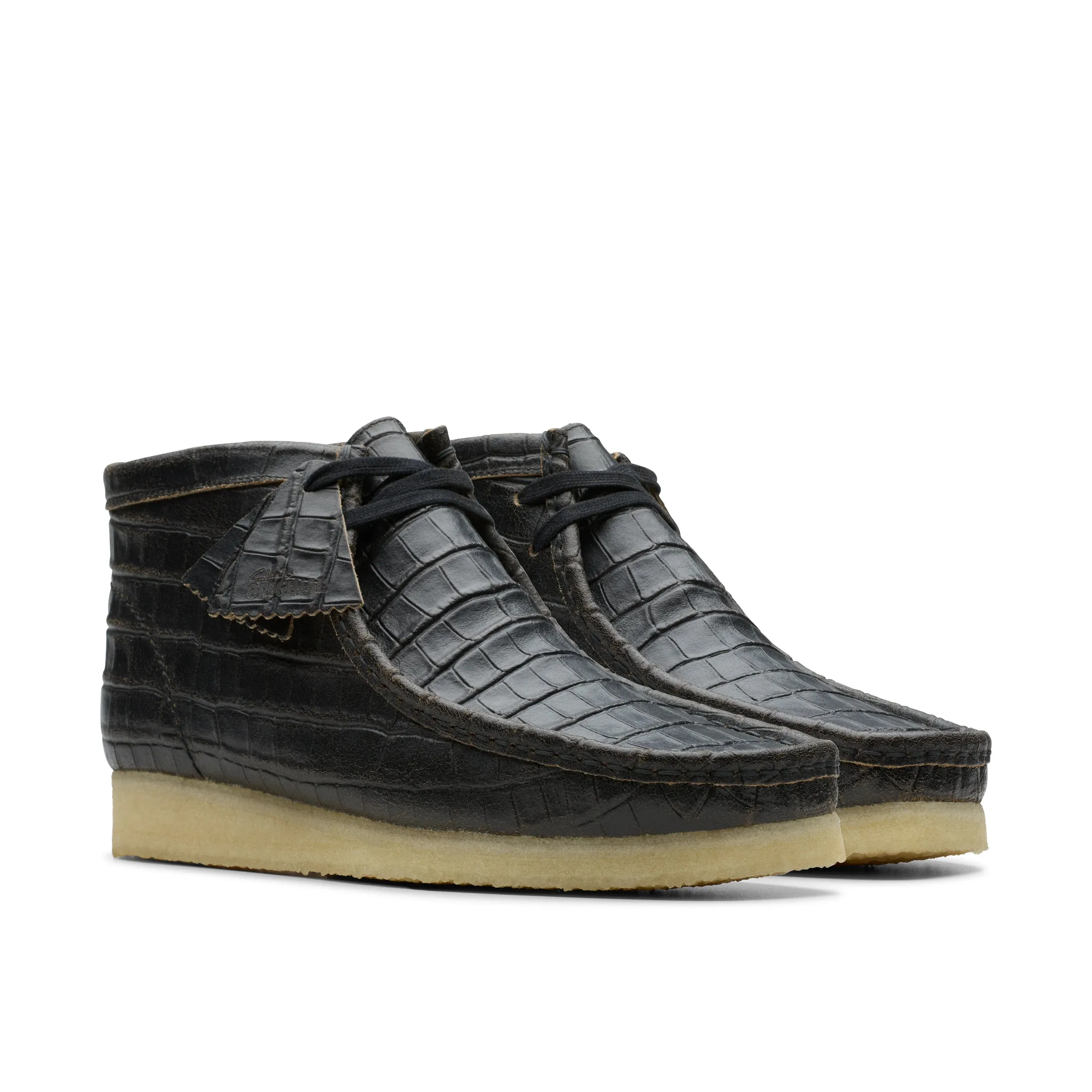 CLARKS | BOTAS HOMBRE | WALLABEE BOOT BLACK CROC DISTRESS | NEGRO