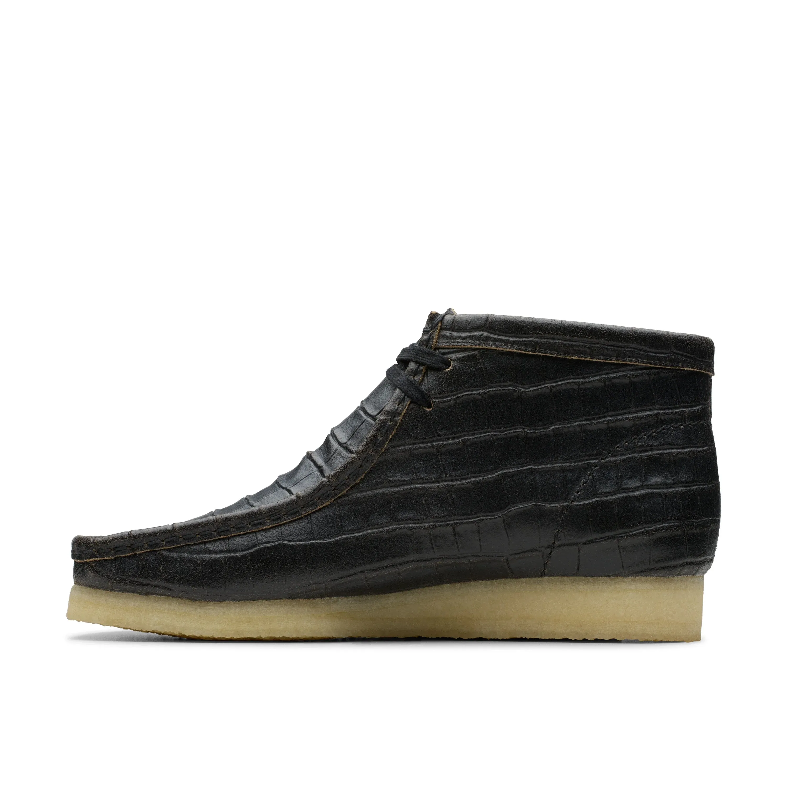 CLARKS | BOTAS HOMBRE | WALLABEE BOOT BLACK CROC DISTRESS | NEGRO