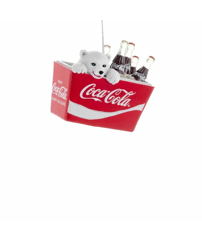 Coca-Cola Polar Bear Cub in a Cooler Ornament