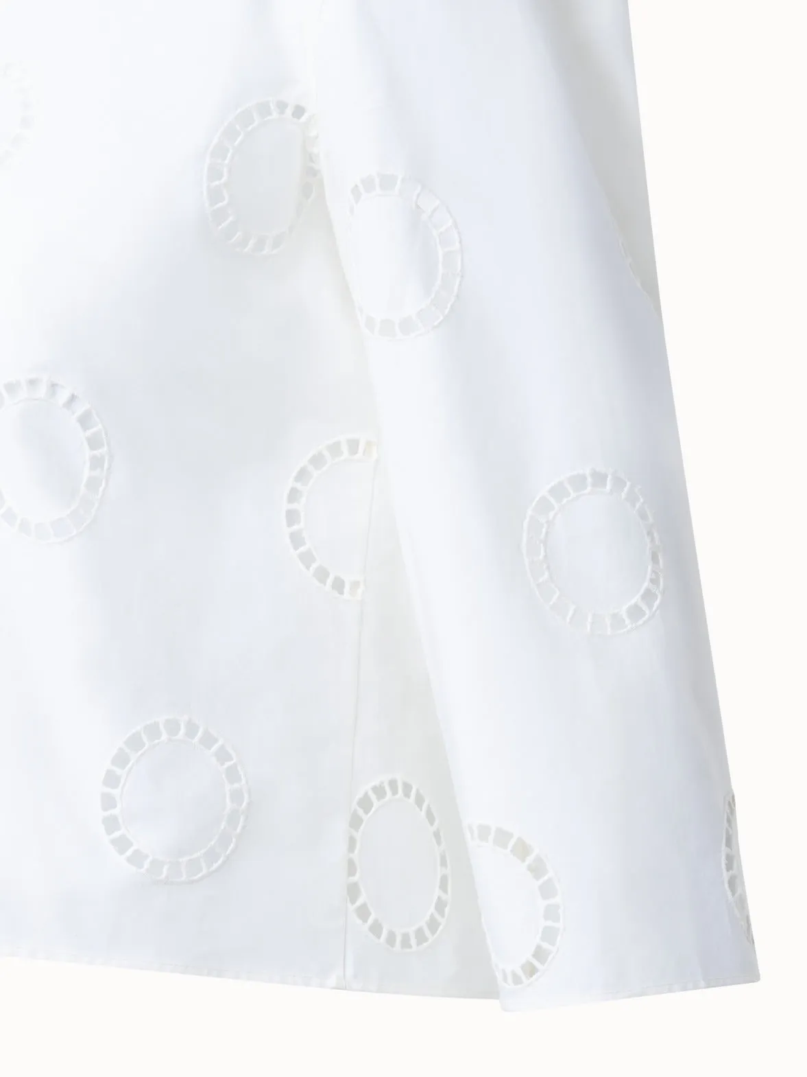 Cotton A-Line Blouse with Circle Embroidery