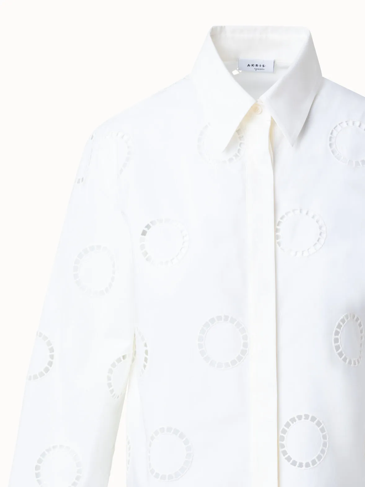 Cotton A-Line Blouse with Circle Embroidery