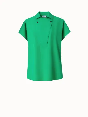 Cotton Poplin Blouse with Biker Collar