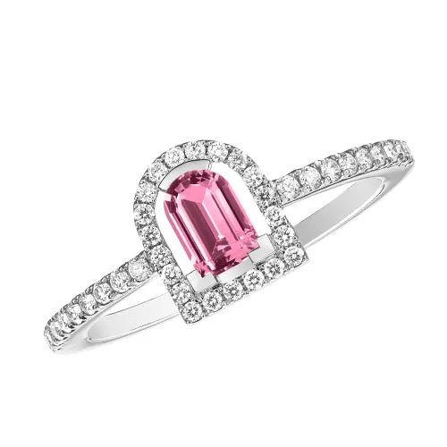 Couleur Sculptural Ring Pink Tourmaline, 18k White Gold with DAVIDOR Arch Cut and Brilliant Diamonds