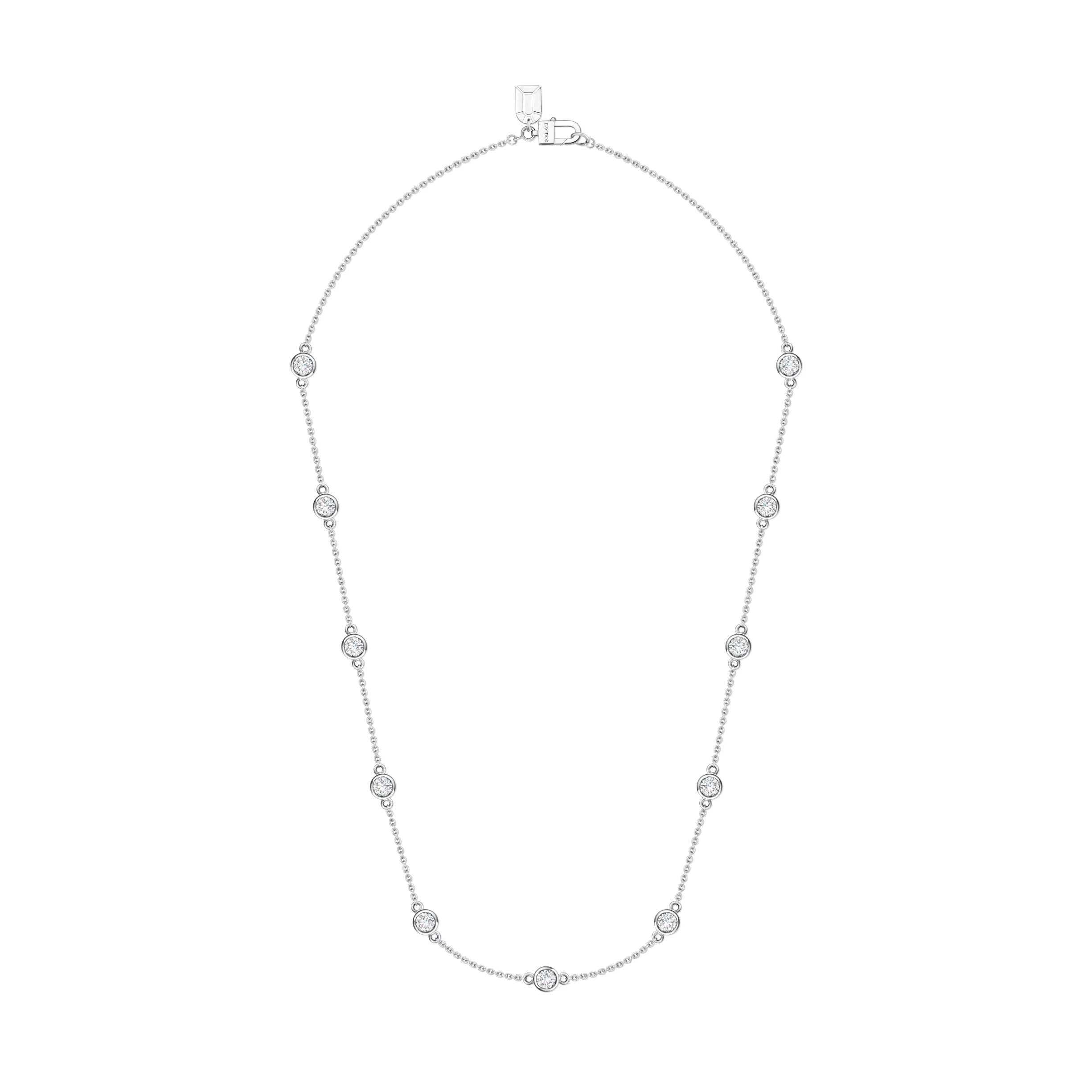 DAVIDOR Diamant Necklace GM, 18k White Gold with Brilliant Round Diamonds