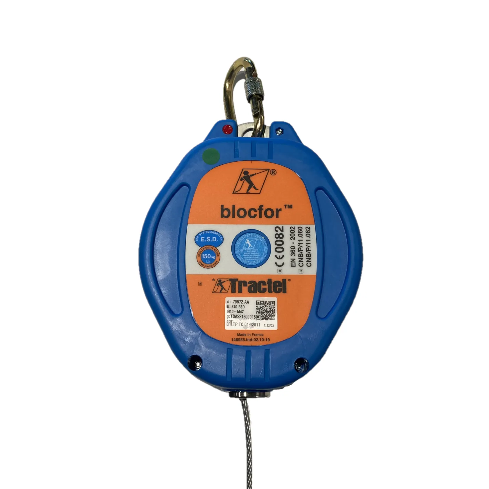 Dissipatore di energia, dispositivo anticaduta max 150 kg 10 mt TRACTEL BLOCFOR 070572