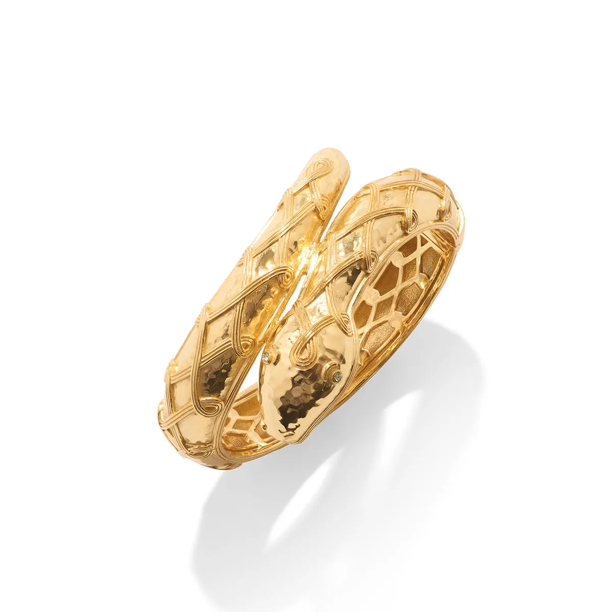 Earth Goddess Serpentina Hinged Bangle - Gold