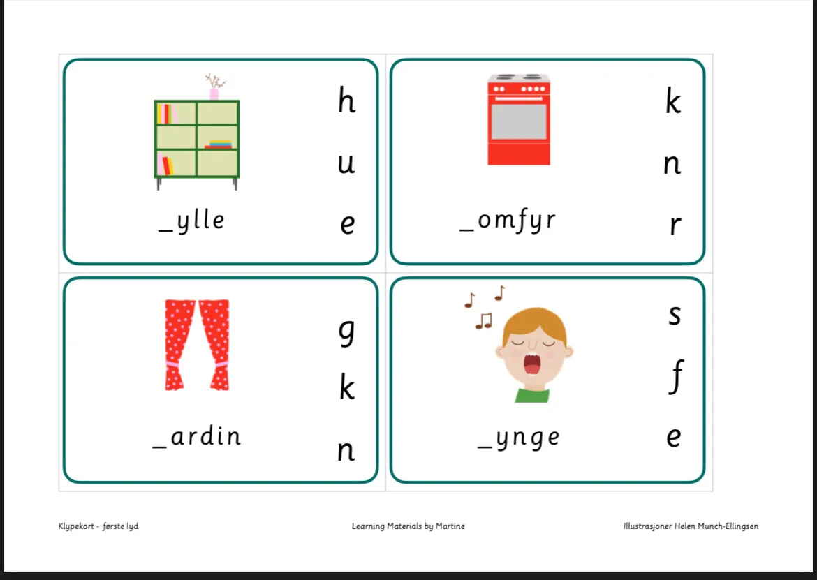 Klypekort - første lyd (bokmål og nynorsk)