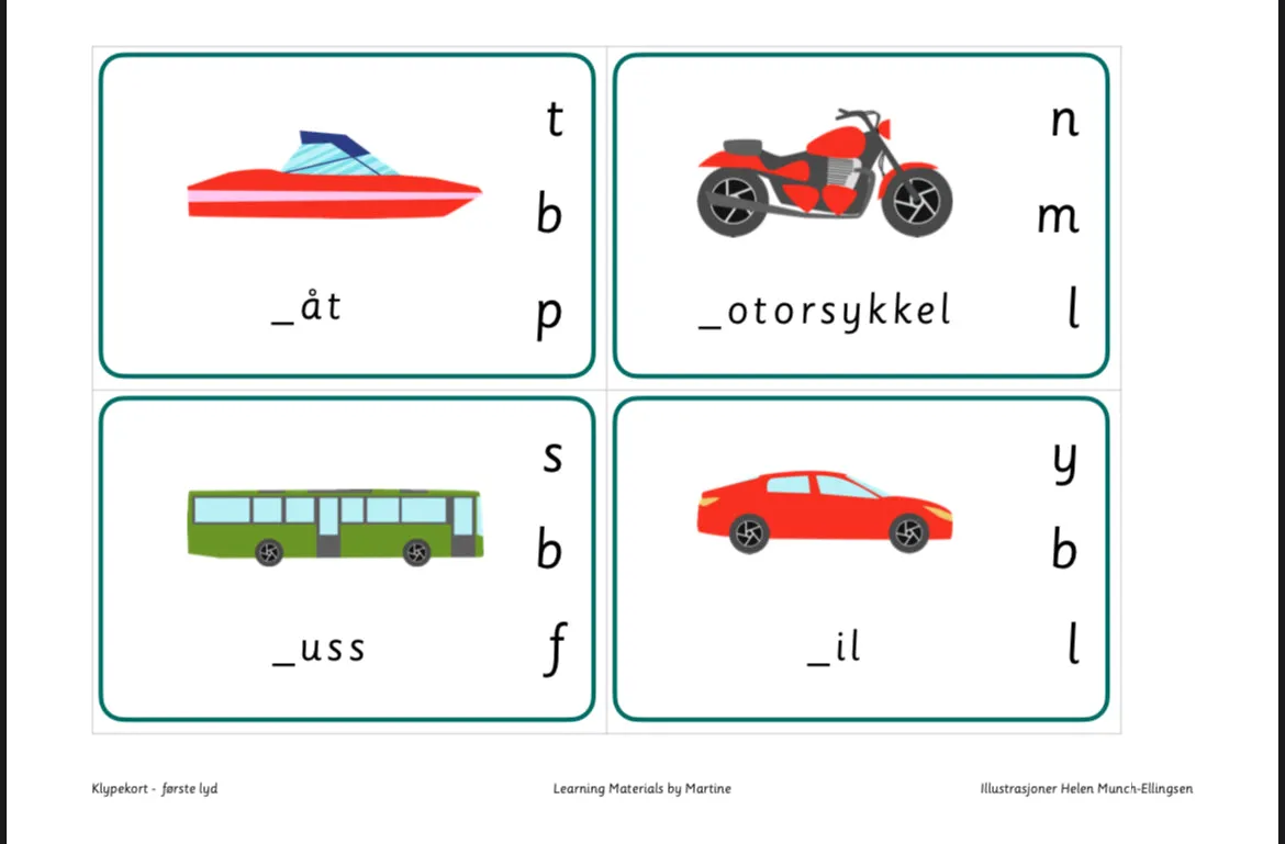 Klypekort - første lyd (bokmål og nynorsk)