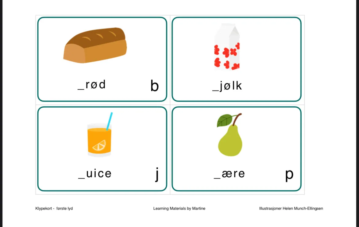 Klypekort - første lyd (bokmål og nynorsk)