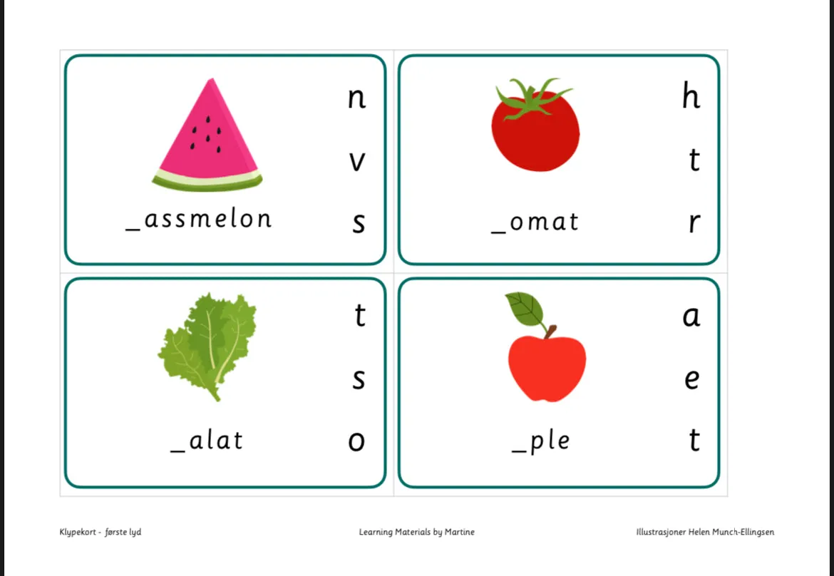 Klypekort - første lyd (bokmål og nynorsk)