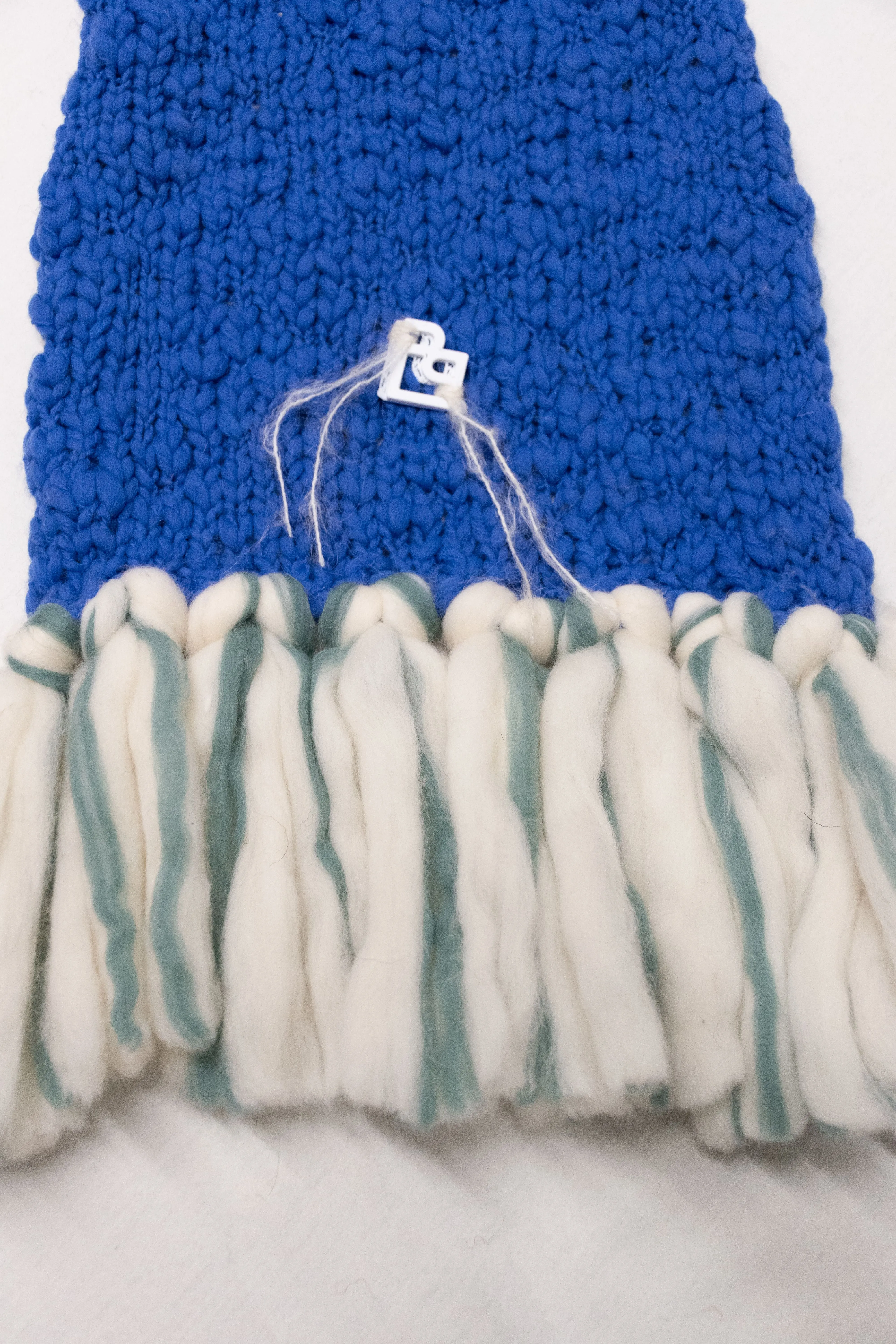 LE BLOCK SCARF CREAM GREEN ELECTRIC BLUE