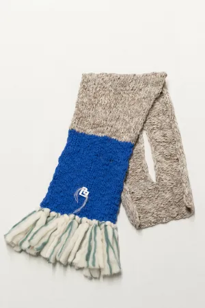 LE BLOCK SCARF CREAM GREEN ELECTRIC BLUE