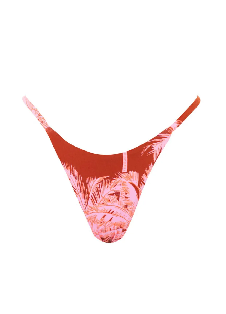 Maaji Darkred Palms Micro Midi Single Strap Bikini Bottom