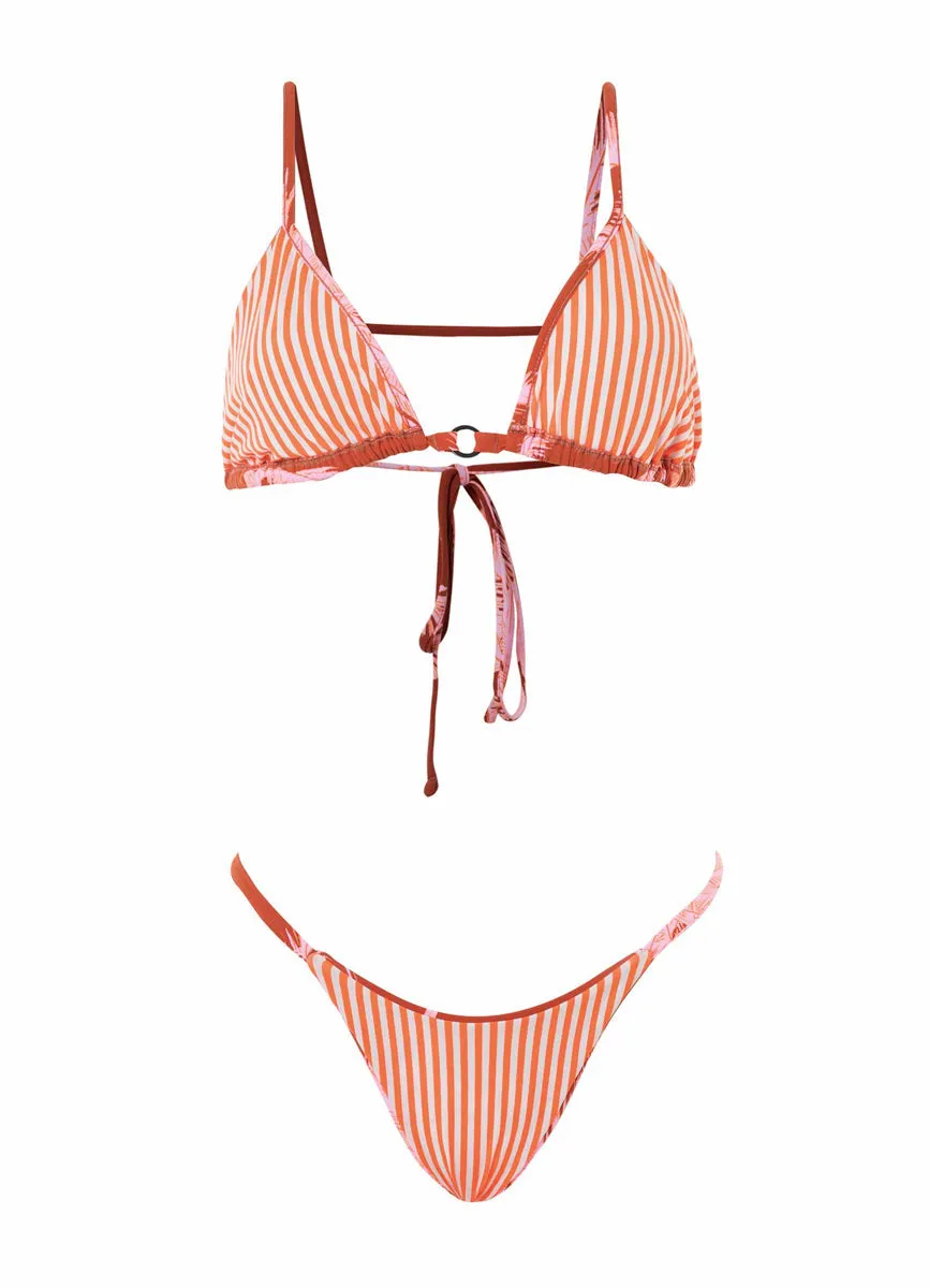 Maaji Darkred Palms Micro Midi Single Strap Bikini Bottom