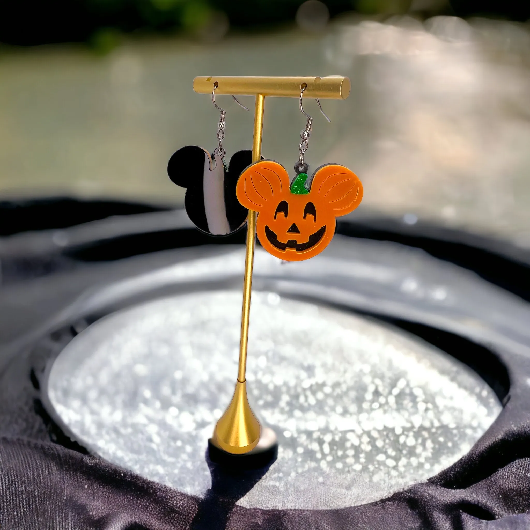 Mouse Pumpkin Earrings - Mouse Ears, Halloween Accessories , Halloween Earrings, Not So Scary Halloween, Pumpkin Earrings