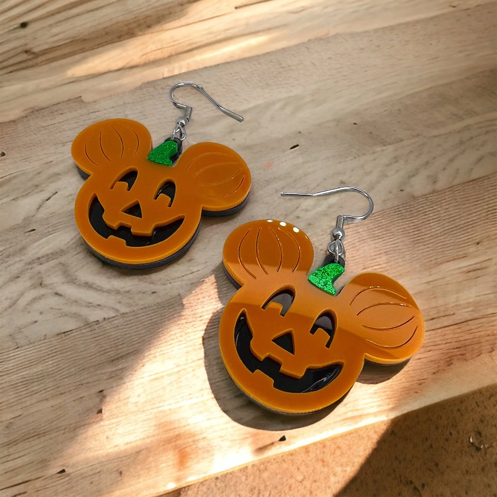 Mouse Pumpkin Earrings - Mouse Ears, Halloween Accessories , Halloween Earrings, Not So Scary Halloween, Pumpkin Earrings