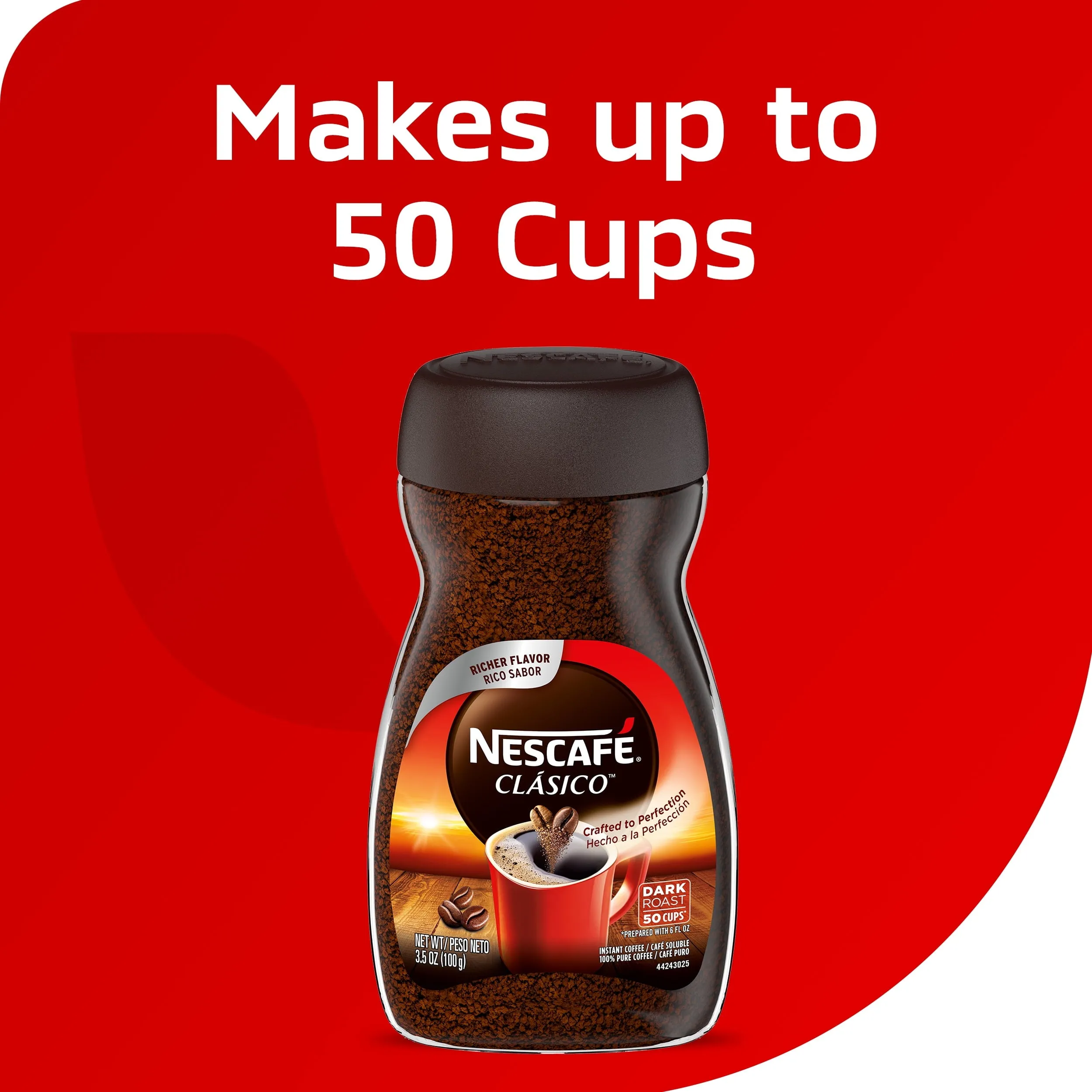 NESCAFÉ CLÁSICO Instant Coffee, Dark Roast, 1 Jar (3.5 Oz)