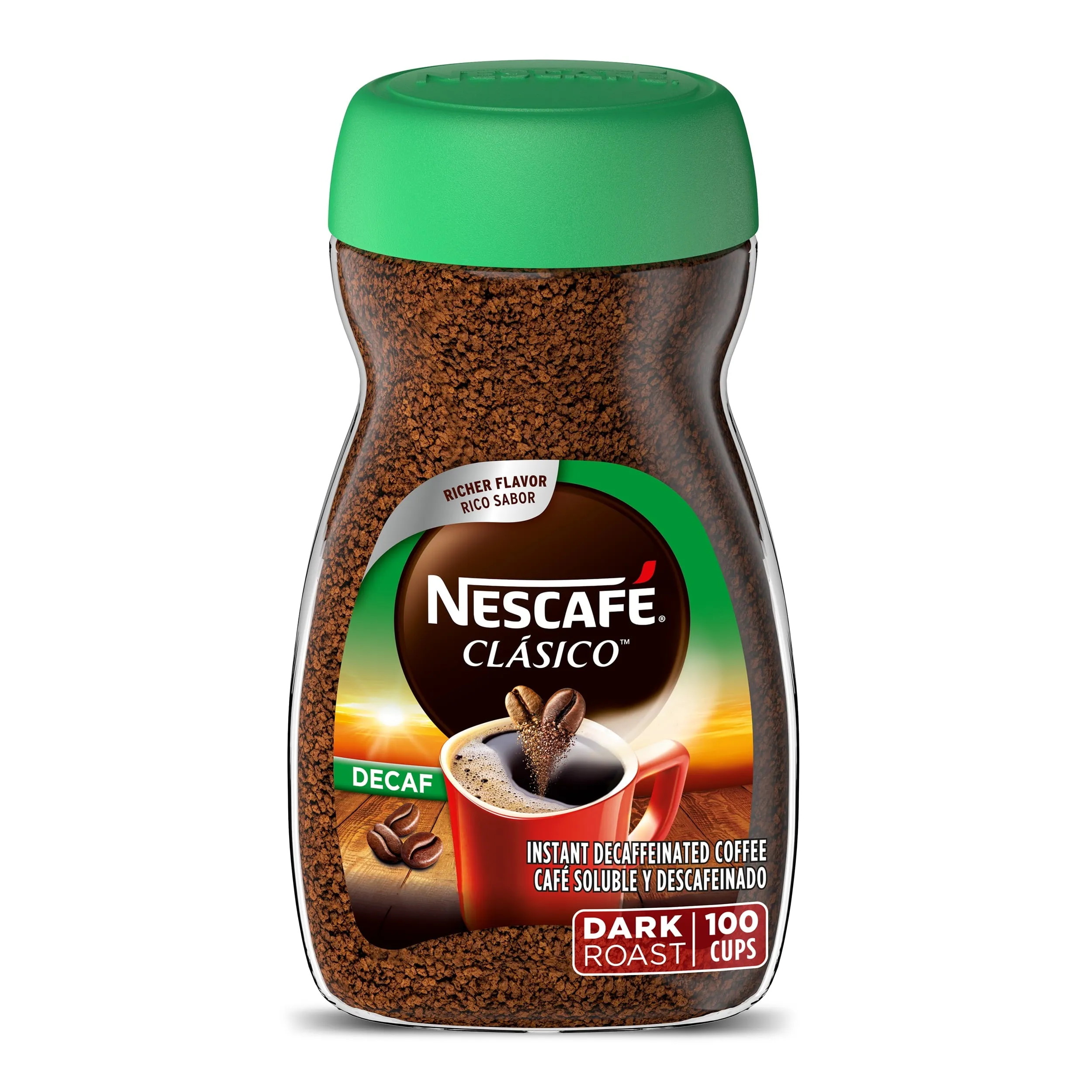 NESCAFÉ CLÁSICO, Instant Coffee, Decaf Dark Roast, 1 Jar (7 Oz)