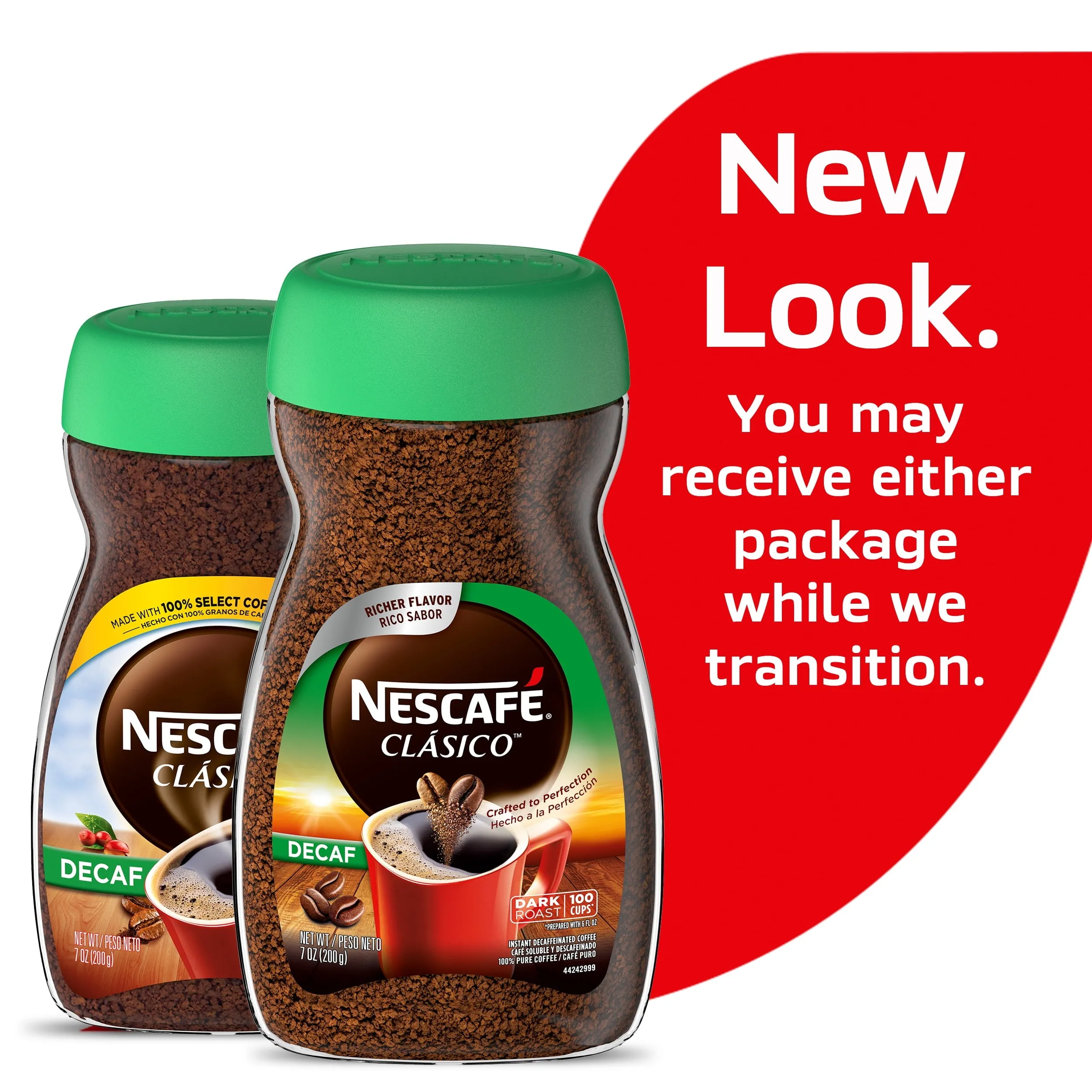 NESCAFÉ CLÁSICO, Instant Coffee, Decaf Dark Roast, 1 Jar (7 Oz)