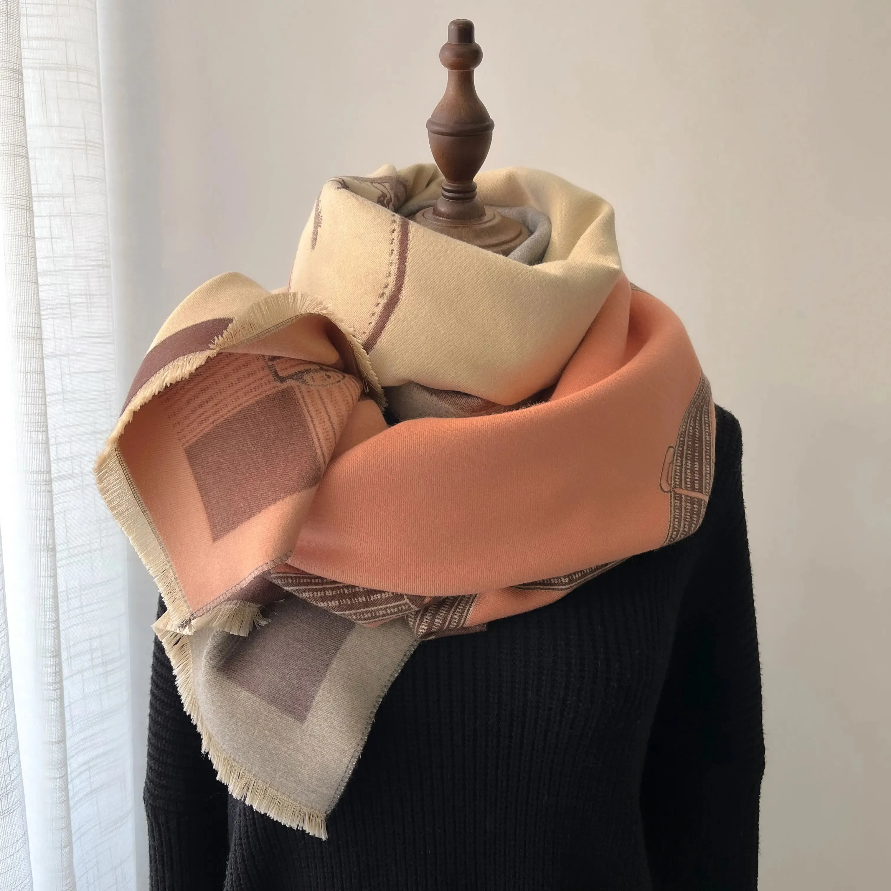 NEW Luxury Winter Thick Warm Scarf Women Cashmere Shawl and Wraps Pashmina Neckerchief Bufanda Female Long Tessel Echarpe 2024