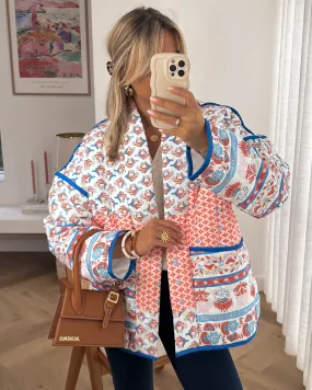 PAIGE - Floral Padded Jacket in Pink & Blue