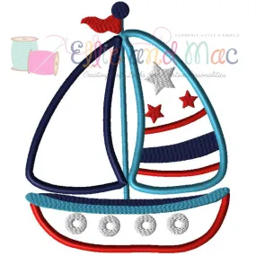 Sailboat Applique Embroidery Design