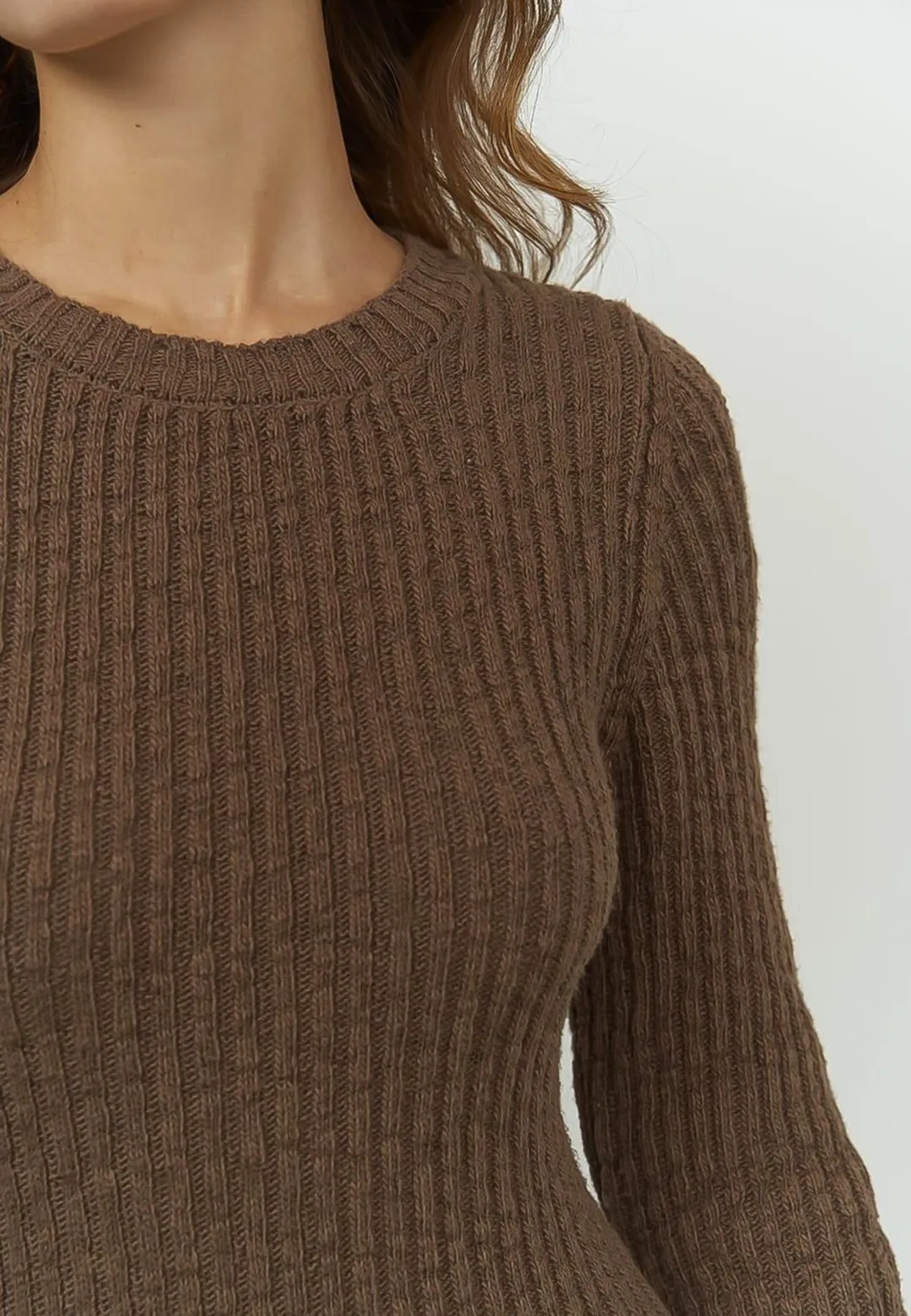 SALE - HARLOW Organic Maxi Sweater Dress in Chocolate Brown