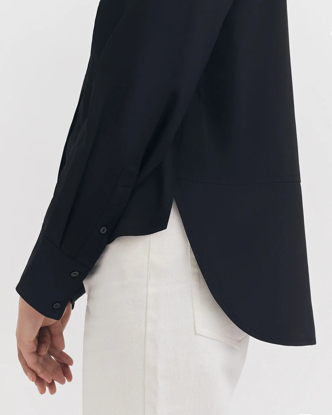 Silk Pocket Front Cropped Shirt