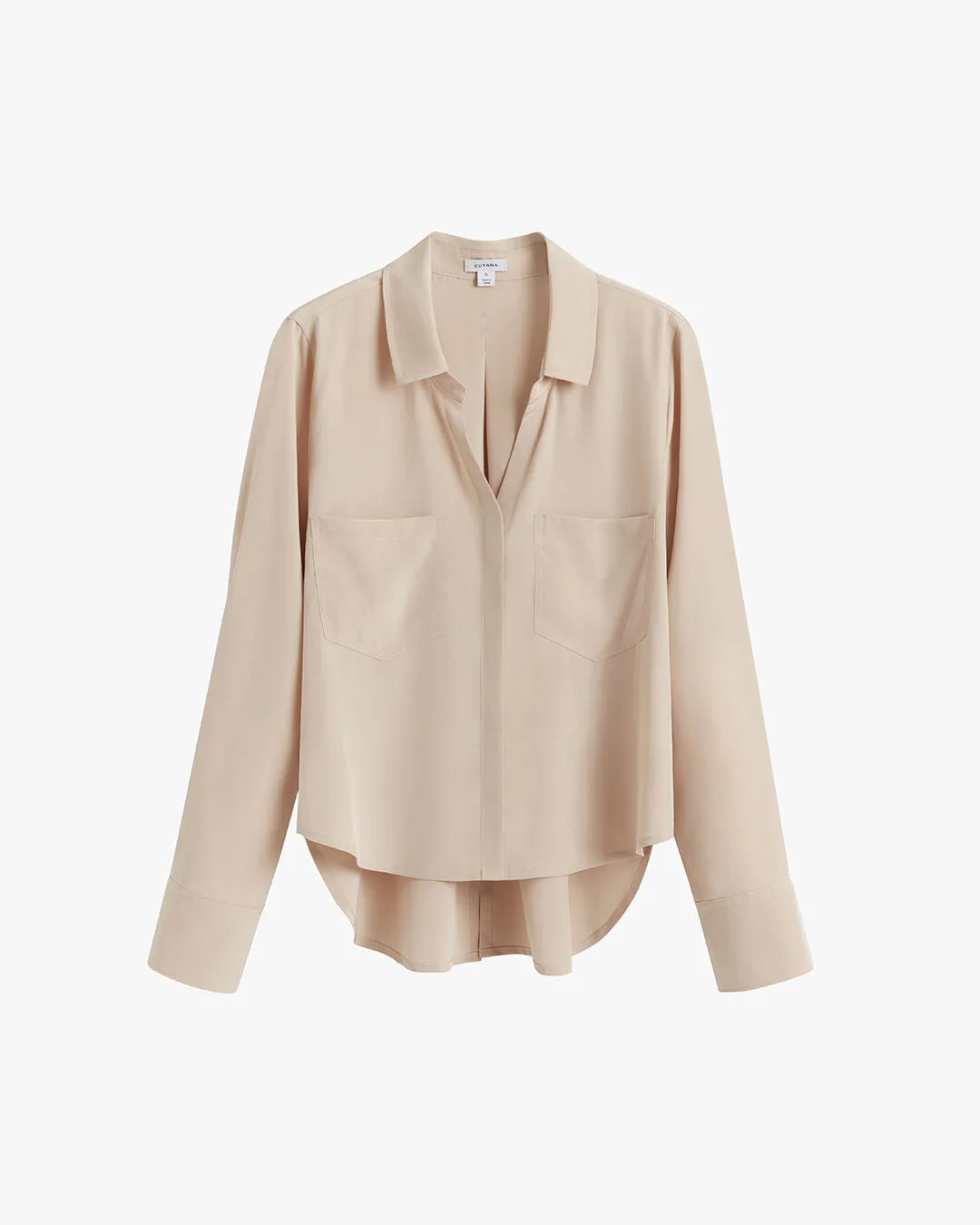 Silk Pocket Front Cropped Shirt