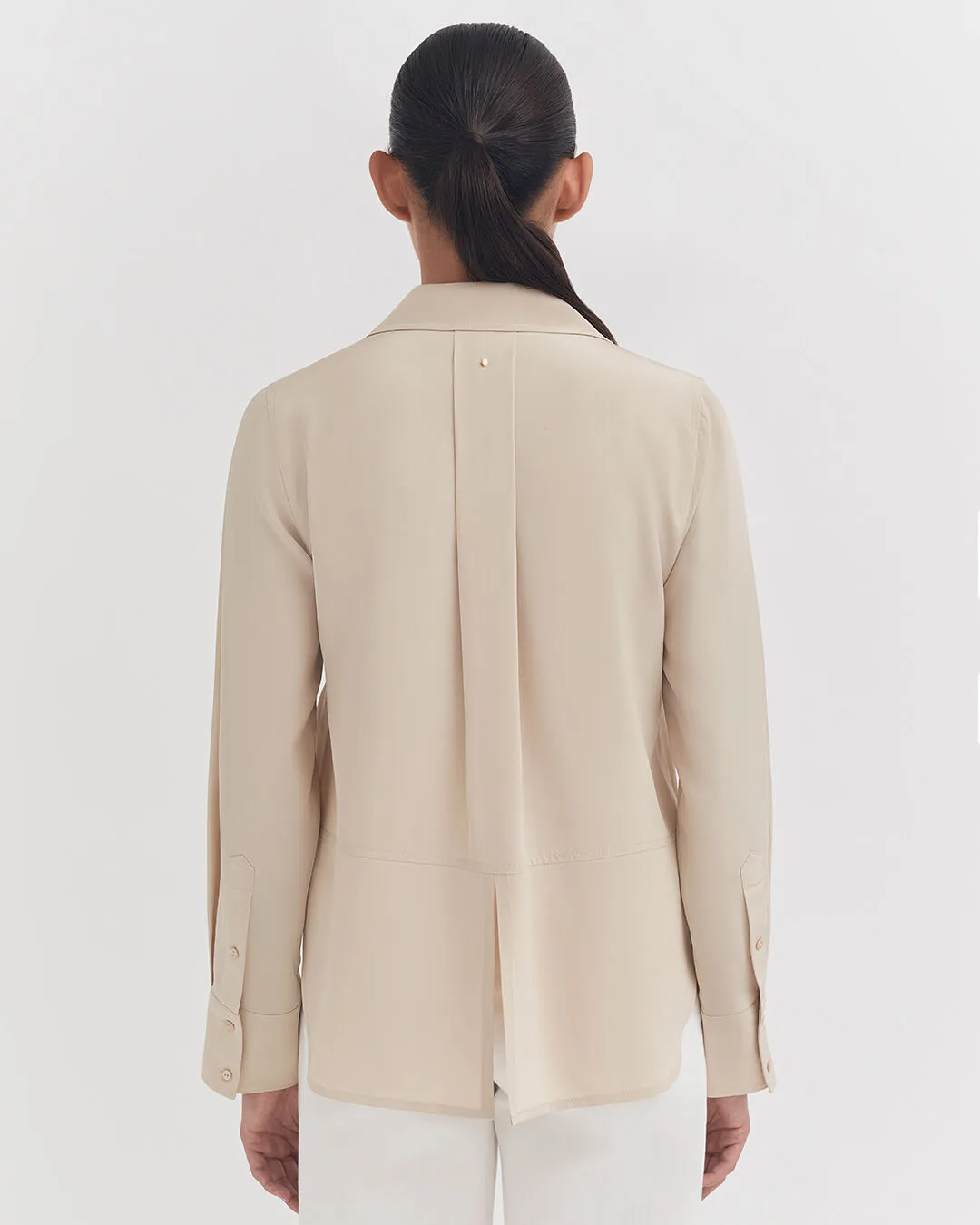 Silk Pocket Front Cropped Shirt