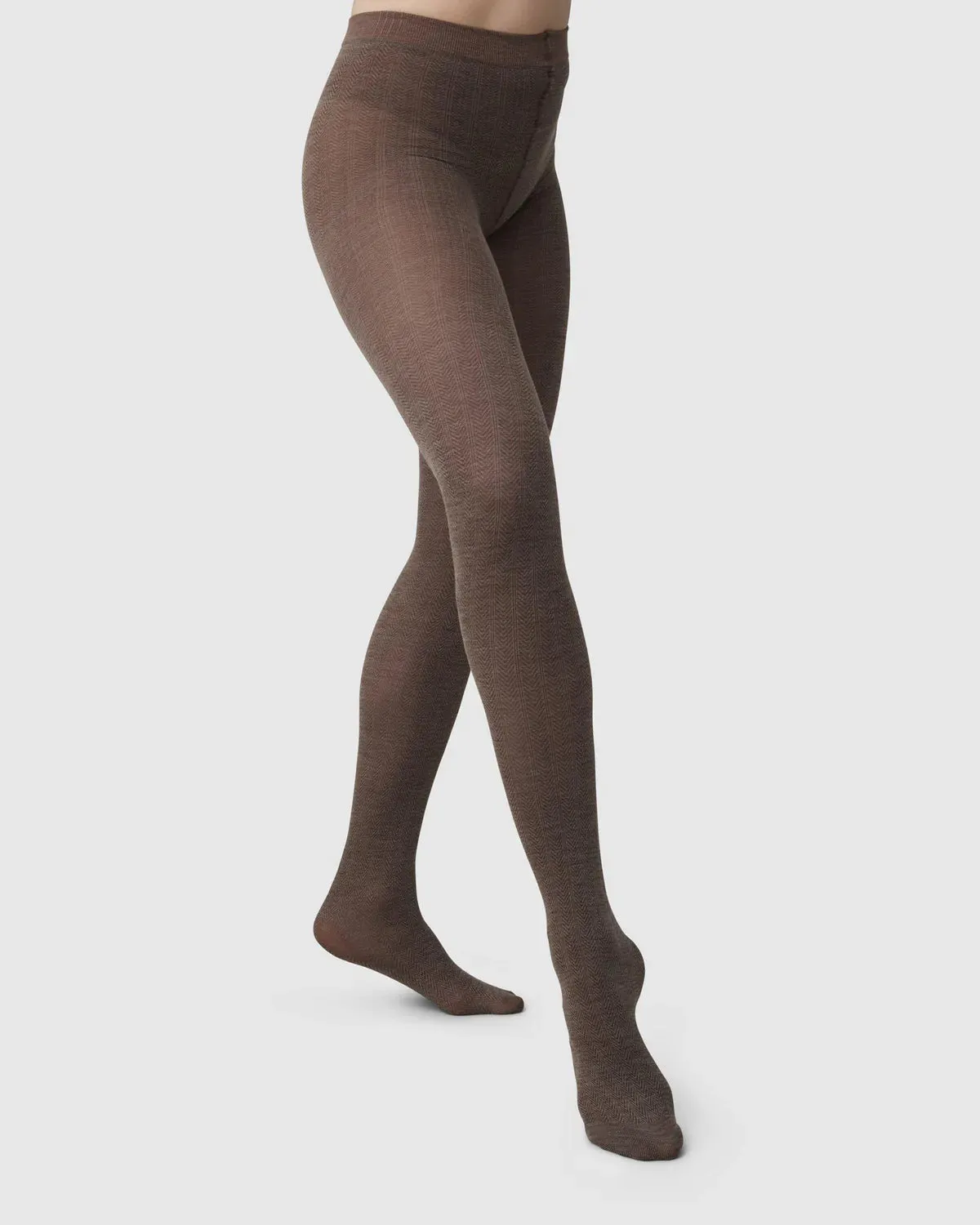 SWEDISH STOCKINGS - COLLANT YLVA - LAINE BIO BRUN FISHBONE