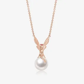 Exquisite L Pink Sapphire and Pearl Necklace in 18K Rose Gold - ASTRA