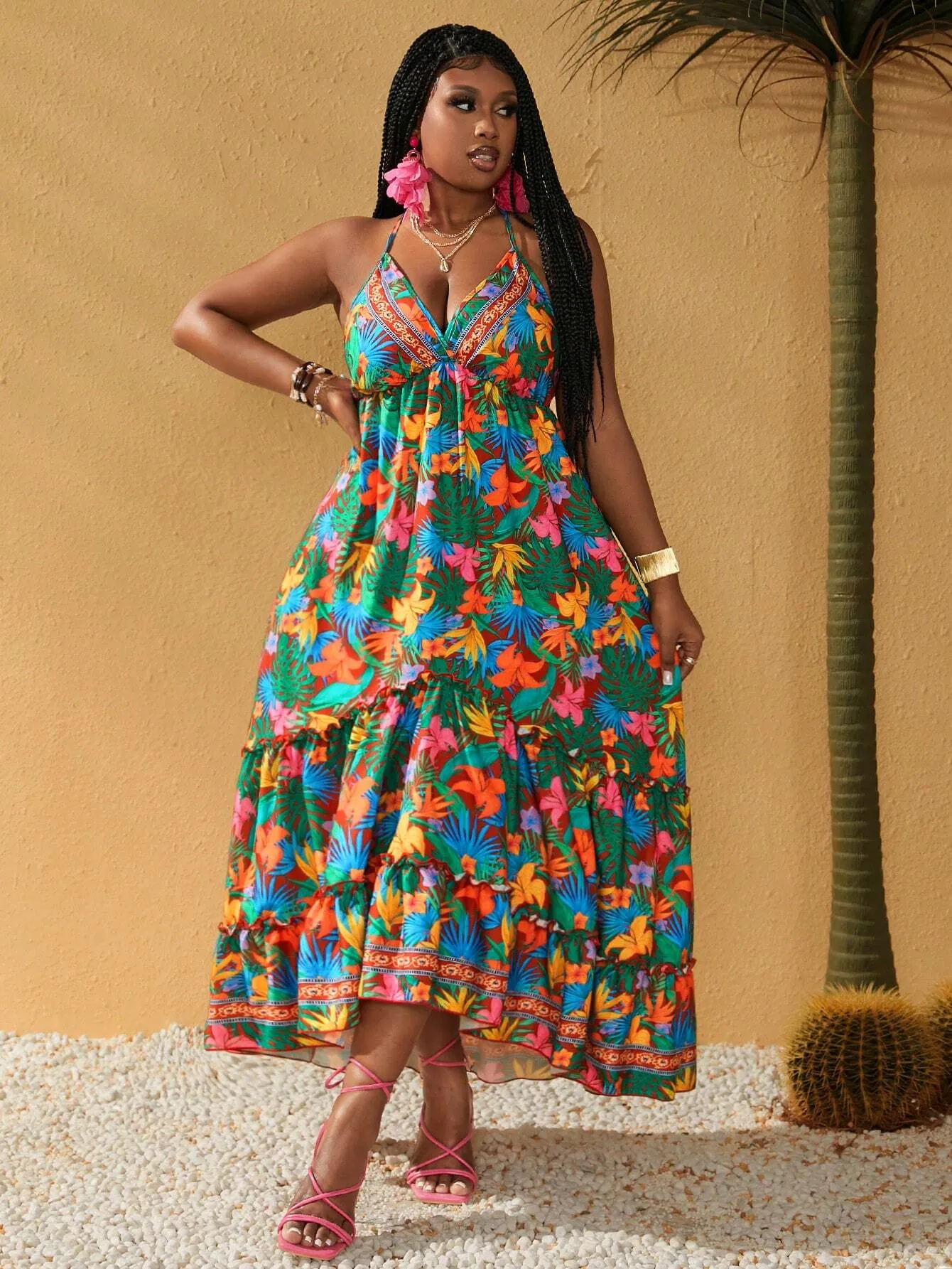 Vestido Longo Tropical de Planta - Lilian