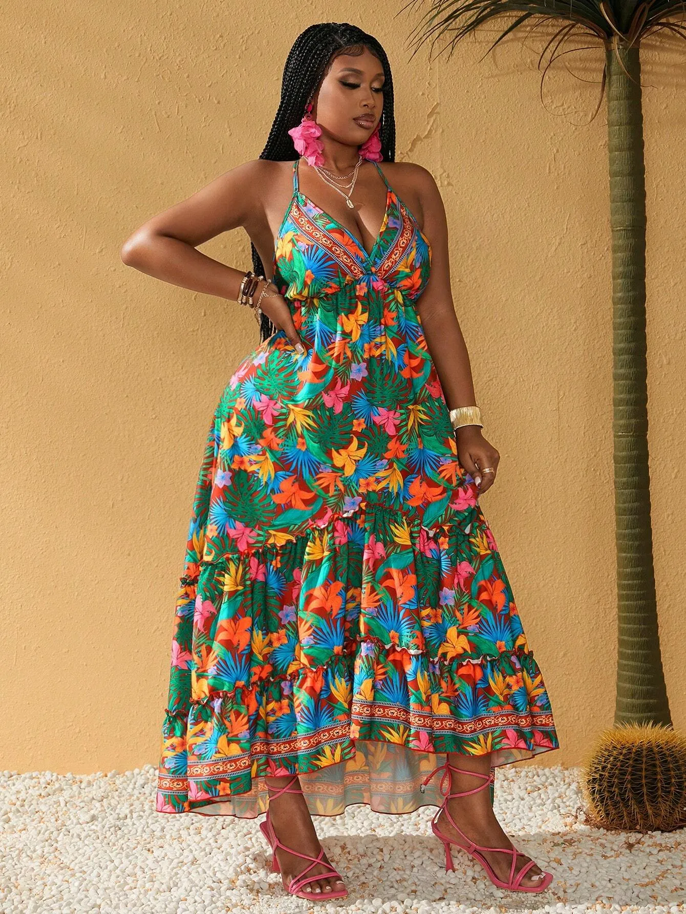 Vestido Longo Tropical de Planta - Lilian