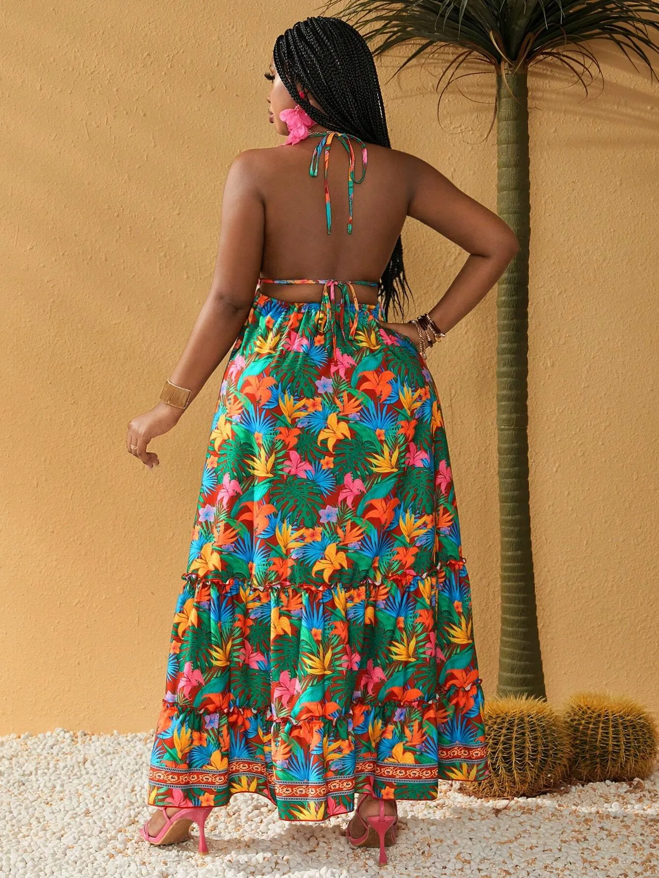 Vestido Longo Tropical de Planta - Lilian