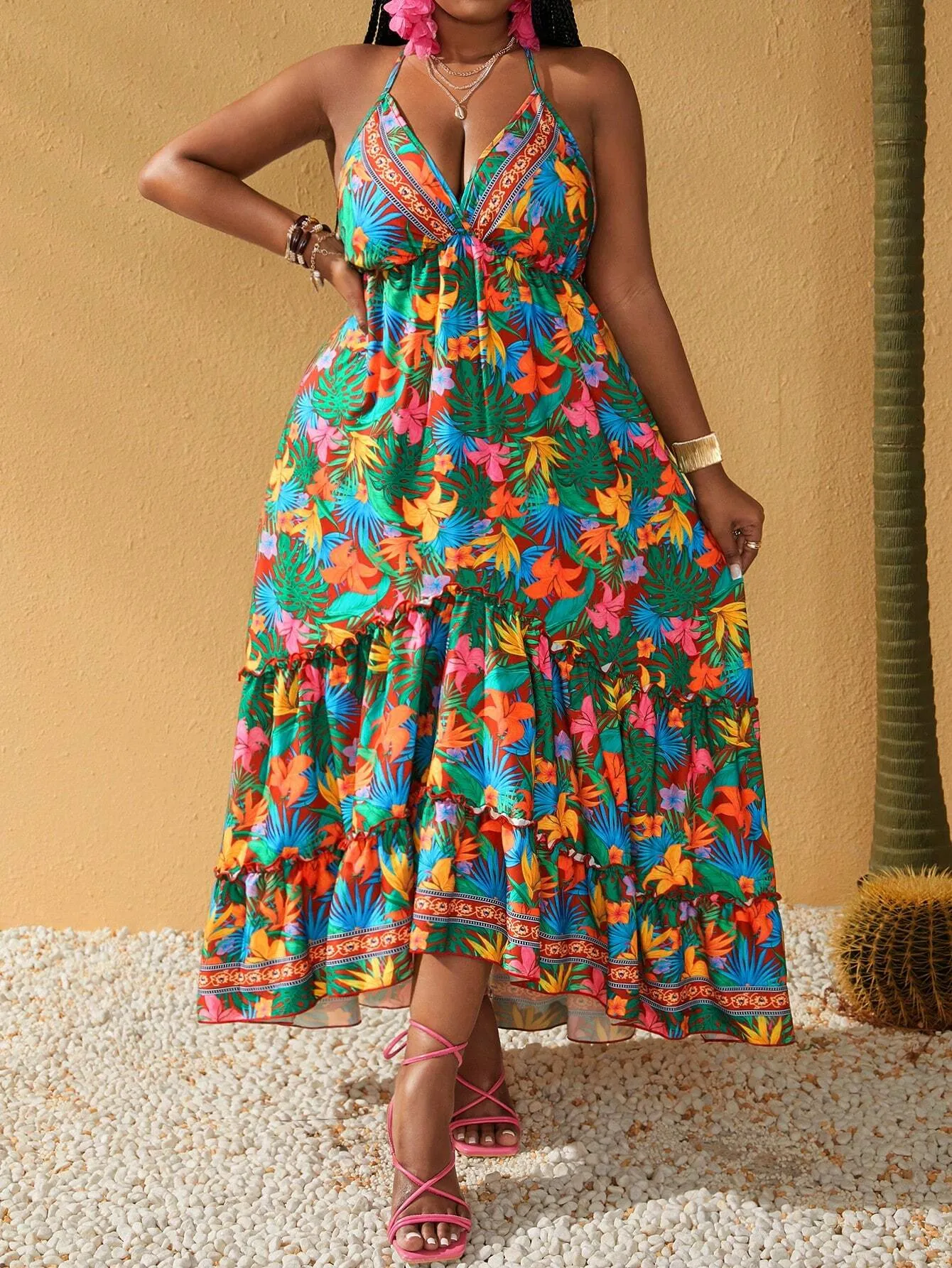 Vestido Longo Tropical de Planta - Lilian