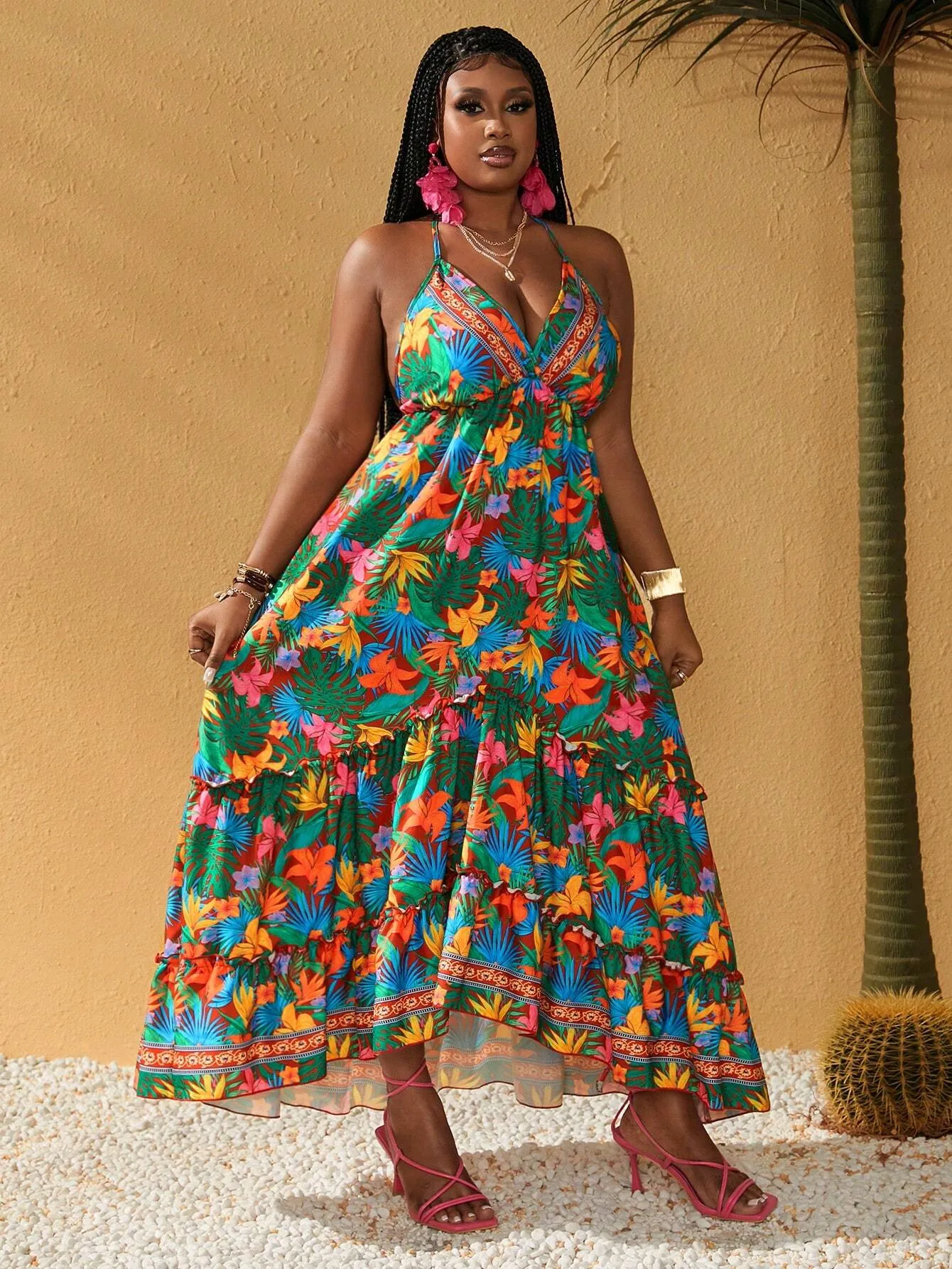 Vestido Longo Tropical de Planta - Lilian