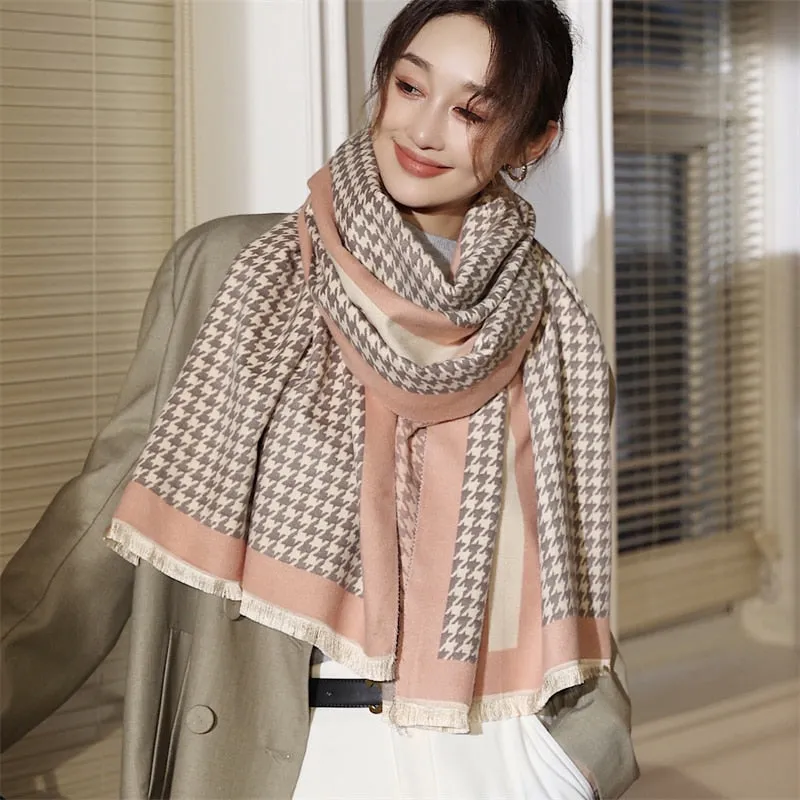 Warm Winter Scarf Cashmere Women Pashmina Design Print Shawls Wrap Female Thick Blanket Soft Bufanda Stoles Fashion