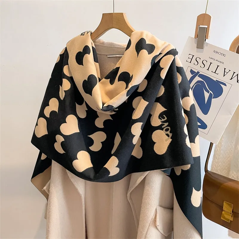 Warm Winter Scarf Cashmere Women Pashmina Design Print Shawls Wrap Female Thick Blanket Soft Bufanda Stoles Fashion