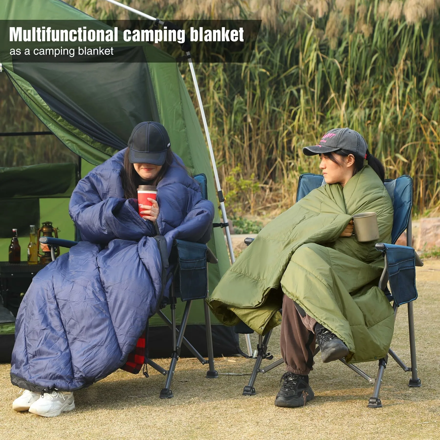 Wearable Waterproof Camping Blanket with Hood